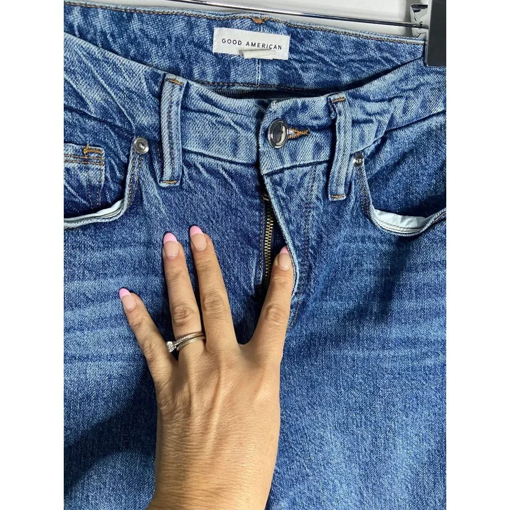 Good American Good Curve Straight Leg Distressed Jeans-sz 26 - Picture 10 of 11